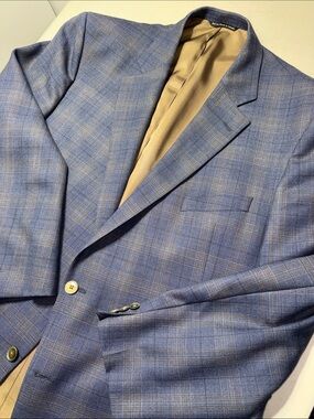 Jack Victor Blue Sport Coat with Tan Windowpane